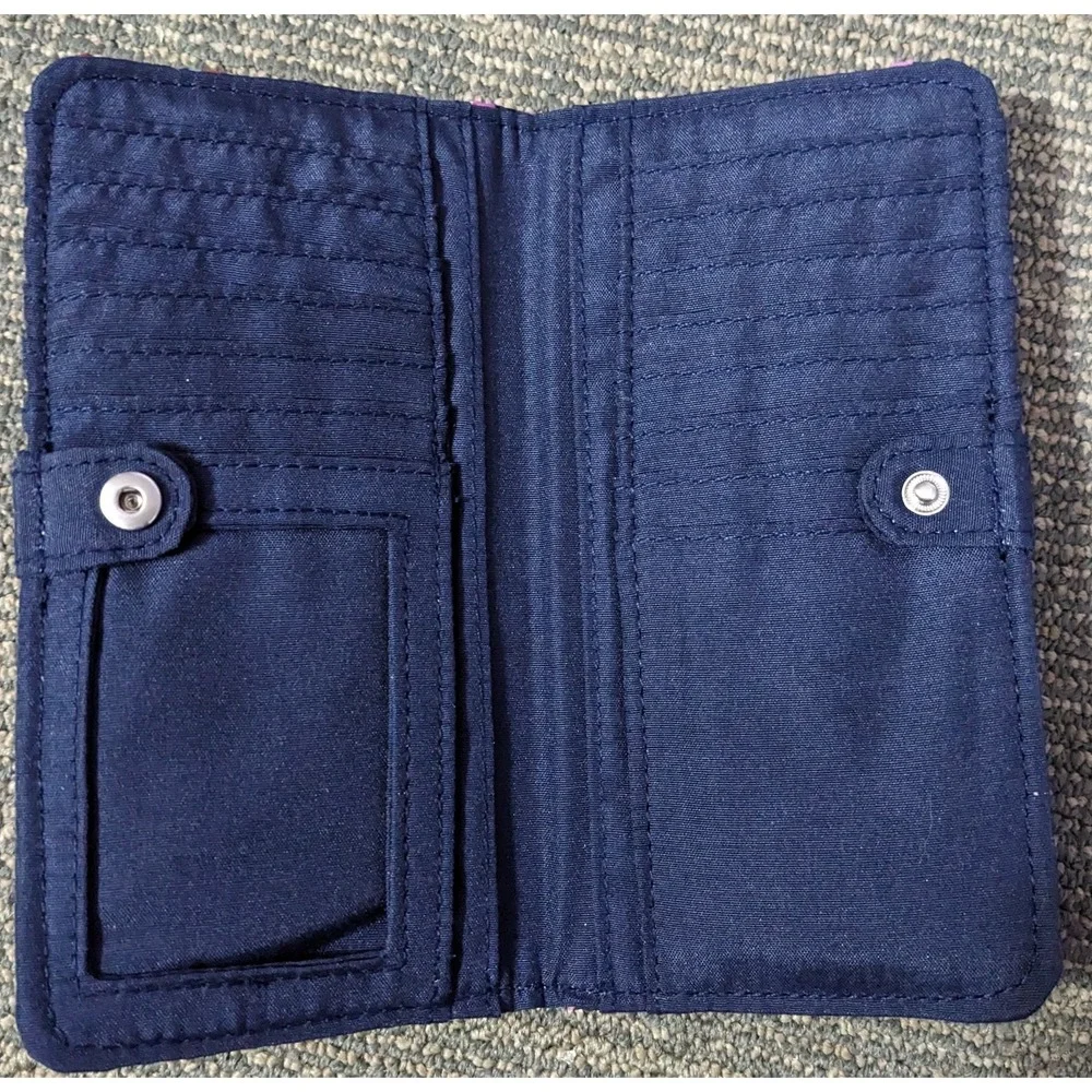 VERA BRADLEY Wallet Retro Ribbons Ultralight Snap Retro Navy Blue And Multicolor